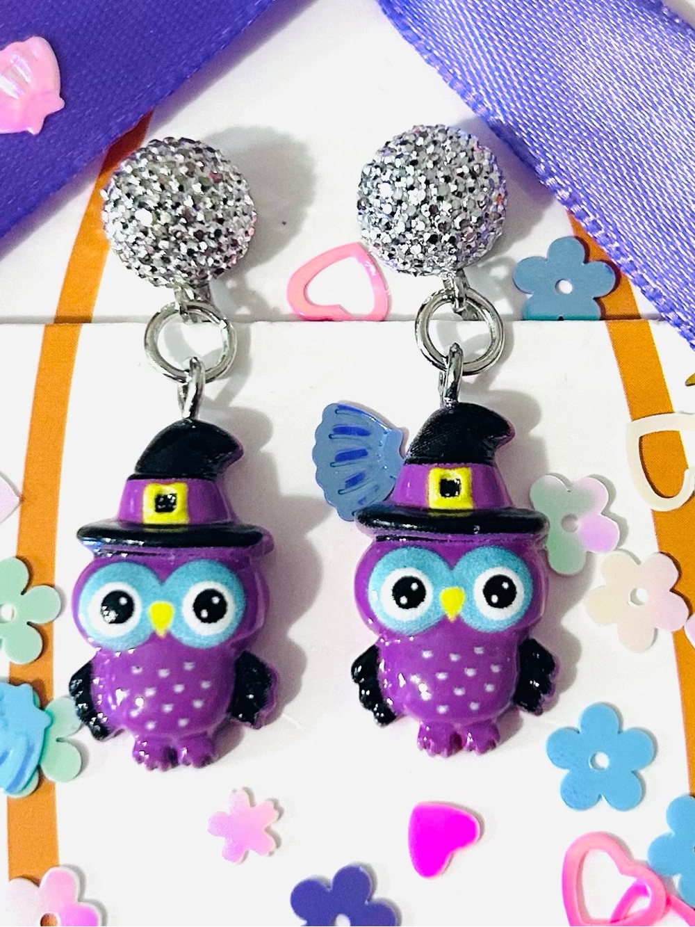 Halloween Witchy Owl Clip On Earrings